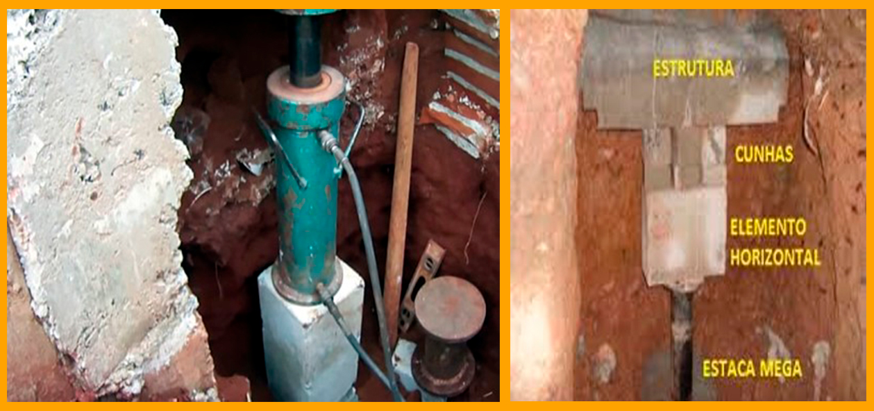 Estaca de reação tipo mega de concreto em execução - MAF Fundações